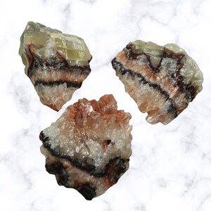 Tri Color Calcite, Apache Calcite, Banded Calcite Crystal, Natural Tri Color Calcite Mineral Specimen, Green Calcite, Orange Calcite