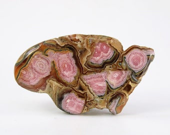 Rhodochrosite Specimen, Freeform Pink Rhodochrosite Stalactite, Rare Collector Gemstone, Polished on One Side