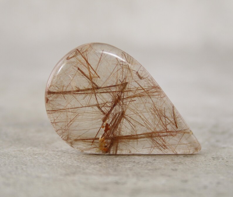 Hand Cut Loose Stone Cabochon Golden Rutile Clear Quartz Gemstone Rutilated Quartz Designer Cabochon