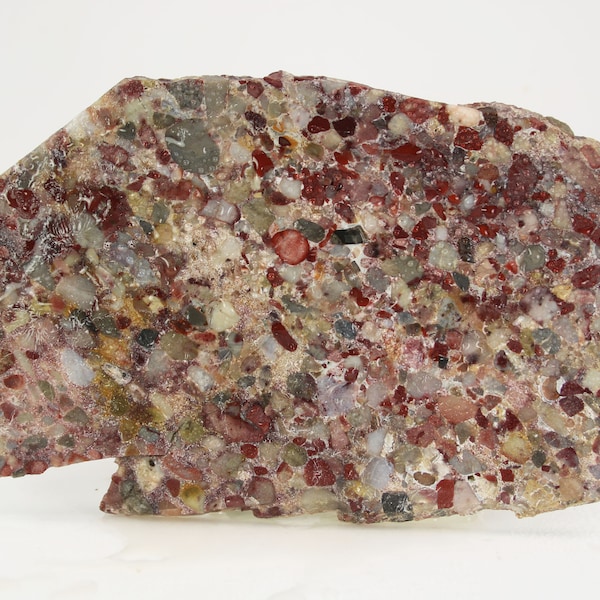 Lapidary Slab Confetti Jasper Lapidary Rough Slab, Stabilized Unpolished Conglomerate Jasper Slab for Cabs, Cabbing Rough
