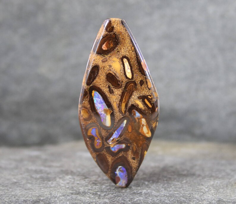 Polished on Both Sides Koroit Opal Cabochon Purple Fire Rare Australian Opal Collector Stone Natural Boulder Opal Gemstone Cab