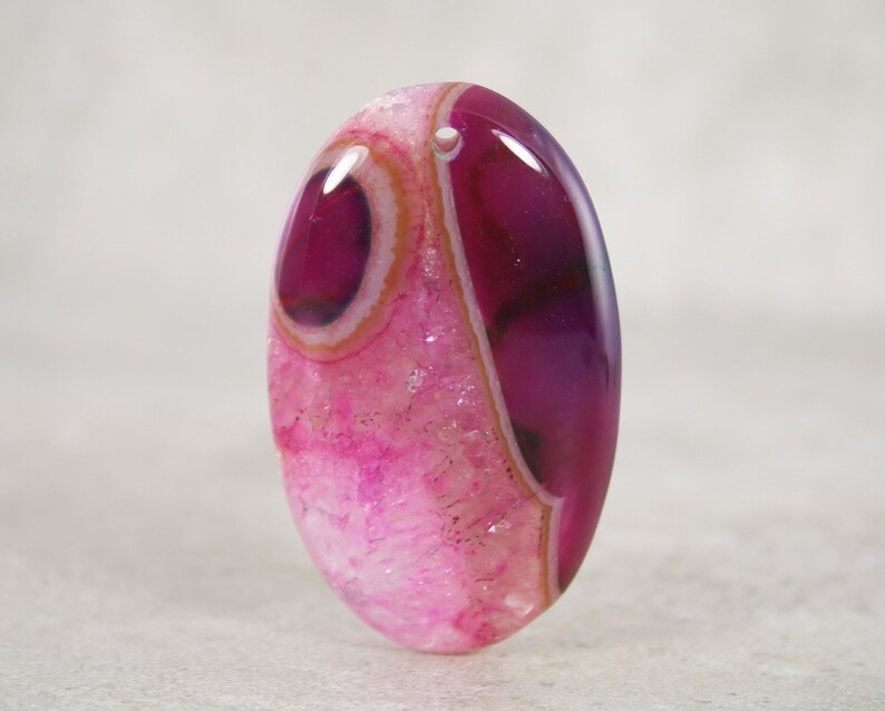Large Front Drilled Pendant Stone Bead Agate Cabochon Bead DIY Jewelry Stone Pendant