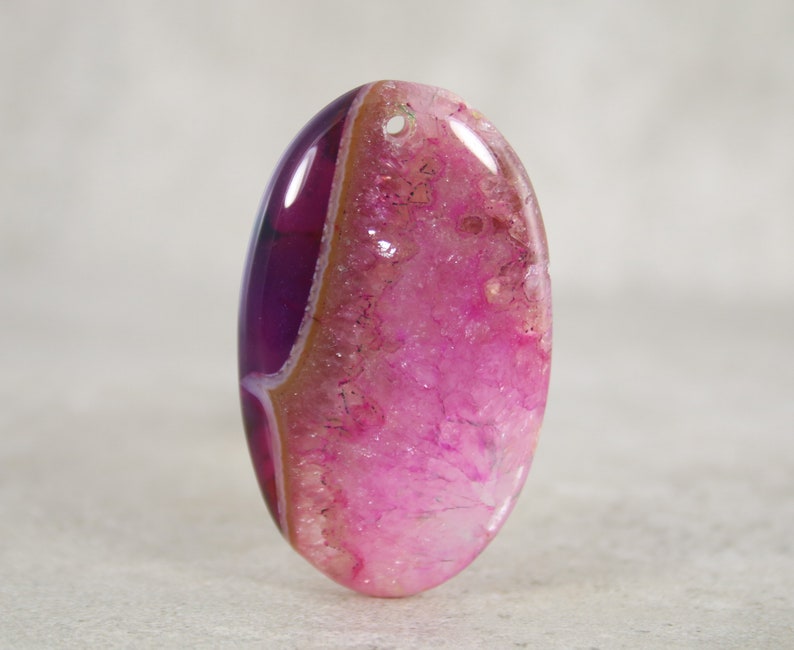 Large Front Drilled Pendant Stone Bead Agate Cabochon Bead DIY Jewelry Stone Pendant