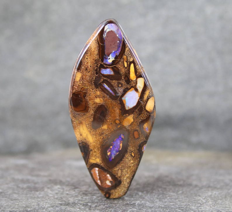 Polished on Both Sides Koroit Opal Cabochon Purple Fire Rare Australian Opal Collector Stone Natural Boulder Opal Gemstone Cab