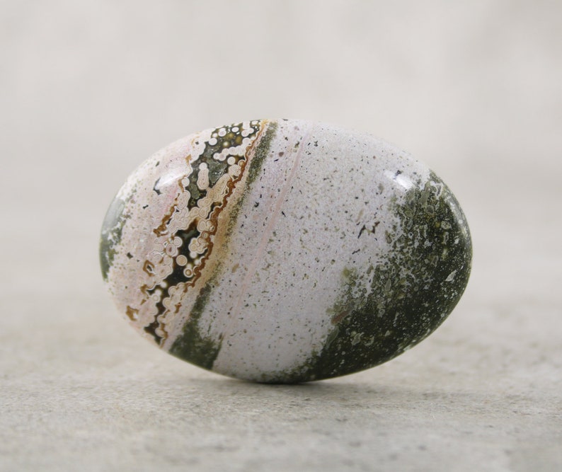 White /& Green Orbicular Jasper Loose Oval Stone Ocean Jasper Cabochon