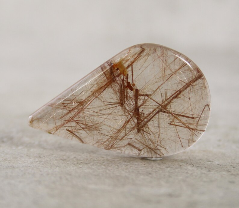 Hand Cut Loose Stone Cabochon Golden Rutile Clear Quartz Gemstone Rutilated Quartz Designer Cabochon