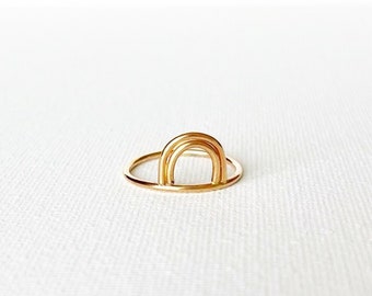 Sunrise Double Arch Ring, Geometric Ring, 14k Gold Filled Or Sterling Silver