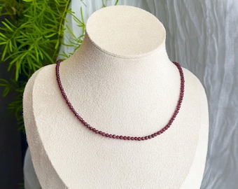 Beaded Garnet Necklace, Crystal Choker, January Birthstone Necklace