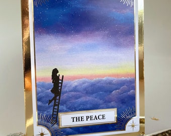 The Peace, Gold foil message card. Blank inside with a guidance and encouragement message on the back. Cards that are good enough to frame!