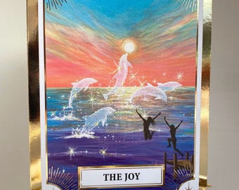 The Joy, Gold foil message card. Blank inside with a guidance and encouragement message on the back. Cards that are good enough to frame!