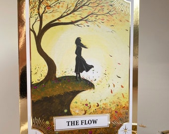 The Flow, Gold foil message card. Blank inside with a guidance and encouragement message on the back. Cards that are good enough to frame!