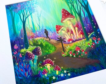 Go your own way, Mounted Art Print, Enchanted Forest Wall Art, UK Seller.