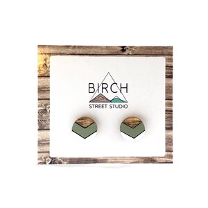 Small Stud Earrings, Wood Stud Earrings, Wooden Studs, Nature Jewelry, Girlfriend Gift, Anniversary Gift, Geometric Earrings, Ladies Earring image 2