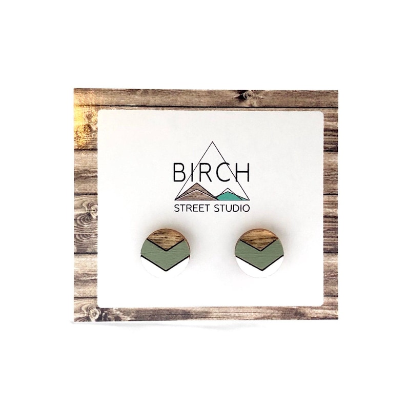Small Stud Earrings, Wood Stud Earrings, Wooden Studs, Nature Jewelry, Girlfriend Gift, Anniversary Gift, Geometric Earrings, Ladies Earring image 2