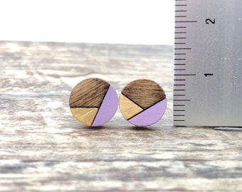 Post Earrings Wooden Stud Earrings Geometric Jewelry Small Round Studs Minimalist Unique Earrings Girlfriend Gift for Her Mens Stud Earrings