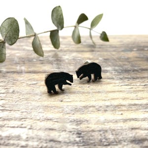 Pendientes de oso, joyas de oso, pendientes de animales, oso pardo, pendientes de Canadá, mamá osa, regalo del Día de la Madre, pendientes de botón, pendientes de madera imagen 2