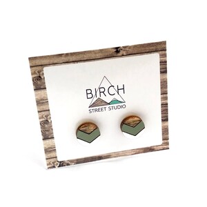 Small Stud Earrings, Wood Stud Earrings, Wooden Studs, Nature Jewelry, Girlfriend Gift, Anniversary Gift, Geometric Earrings, Ladies Earring image 4