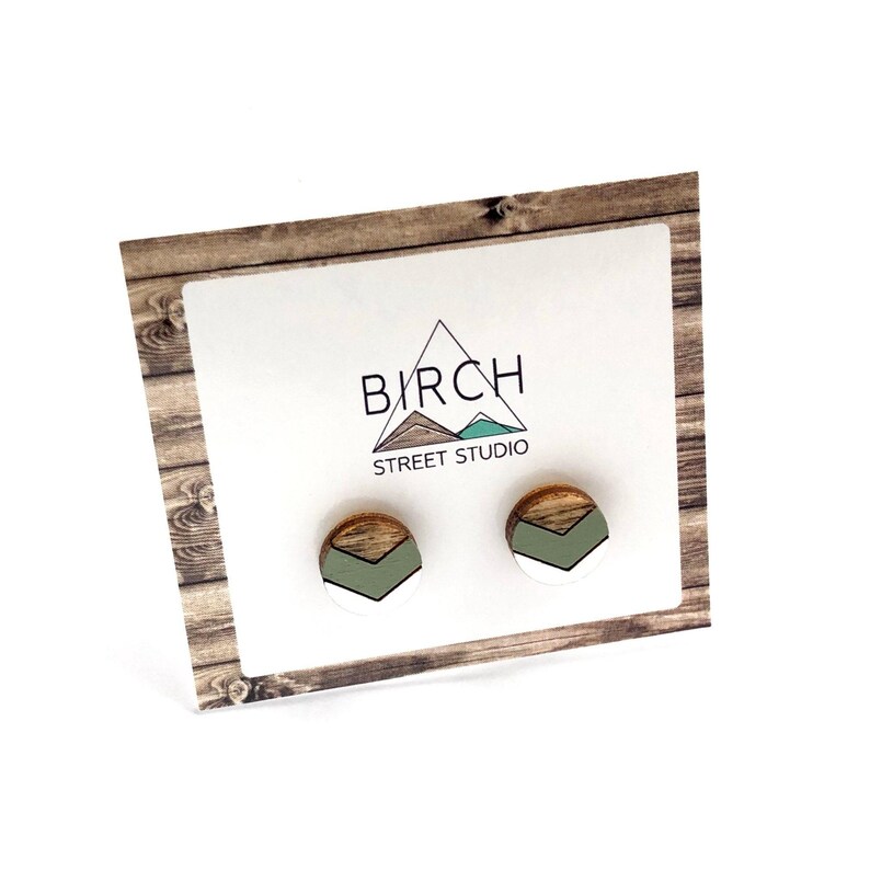 Small Stud Earrings, Wood Stud Earrings, Wooden Studs, Nature Jewelry, Girlfriend Gift, Anniversary Gift, Geometric Earrings, Ladies Earring image 4