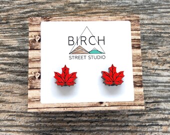 Maple Leaf Earrings, Canada Earrings, Canadian Jewelry, Canadian Gifts, Autumn Earrings, Maple Leaf Studs, Nature Earrings, Canada Day, Fall