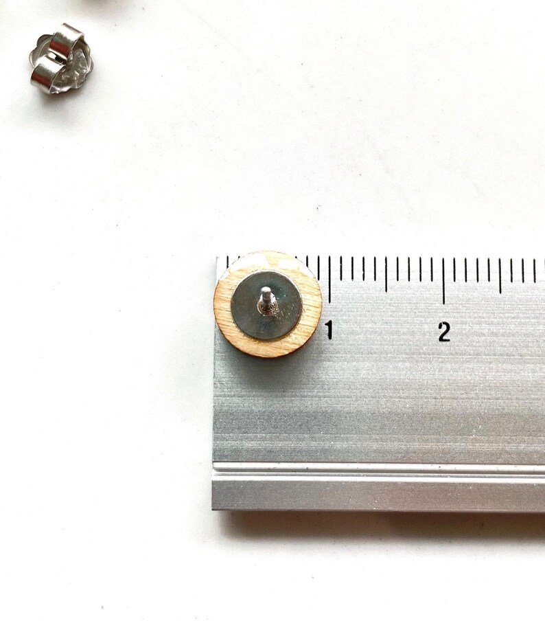 Small Stud Earrings, Wood Stud Earrings, Wooden Studs, Nature Jewelry, Girlfriend Gift, Anniversary Gift, Geometric Earrings, Ladies Earring image 5