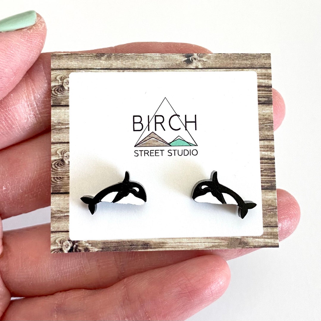 Orca Earrings, Whale Earrings, Ocean Earrings, Wood Earrings, Gift for ...