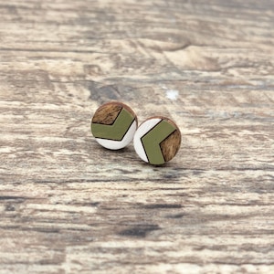 Small Stud Earrings, Wood Stud Earrings, Wooden Studs, Nature Jewelry, Girlfriend Gift, Anniversary Gift, Geometric Earrings, Ladies Earring image 1