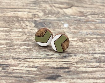 Small Stud Earrings, Wood Stud Earrings, Wooden Studs, Nature Jewelry, Girlfriend Gift, Anniversary Gift, Geometric Earrings, Ladies Earring
