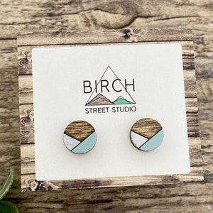 Stud Earrings, Wooden Stud Earrings, Geometric Earrings, Wood Stud Earrings, Boho Earrings, Ladies Earrings, Anniversary Gift For Her,