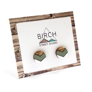 Small Stud Earrings, Wood Stud Earrings, Wooden Studs, Nature Jewelry, Girlfriend Gift, Anniversary Gift, Geometric Earrings, Ladies Earring image 3
