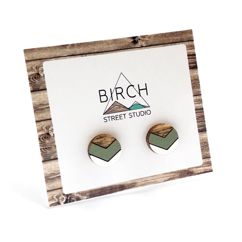 Small Stud Earrings, Wood Stud Earrings, Wooden Studs, Nature Jewelry, Girlfriend Gift, Anniversary Gift, Geometric Earrings, Ladies Earring image 3