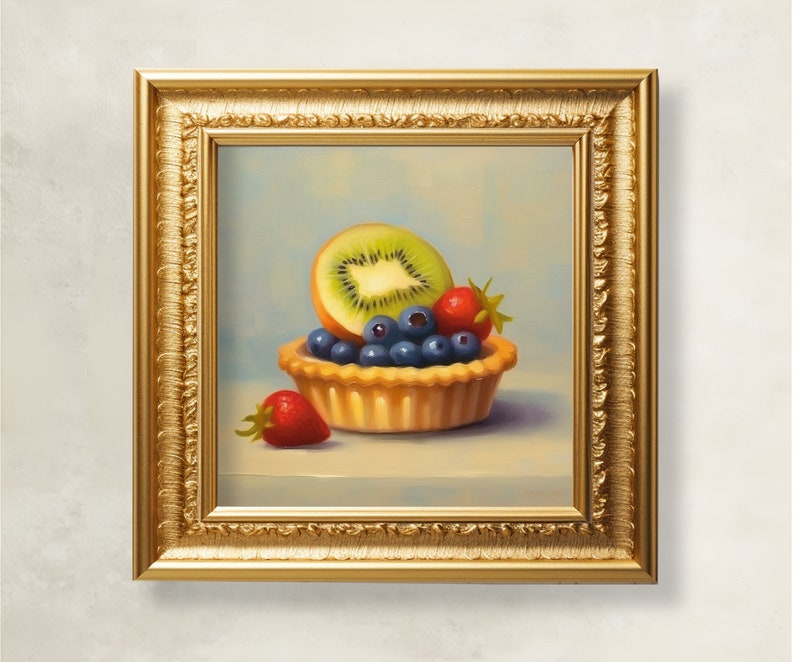 Fruit Tart Art Prints, Food Art, Wall Decor, Dessert Whimsical Art, for