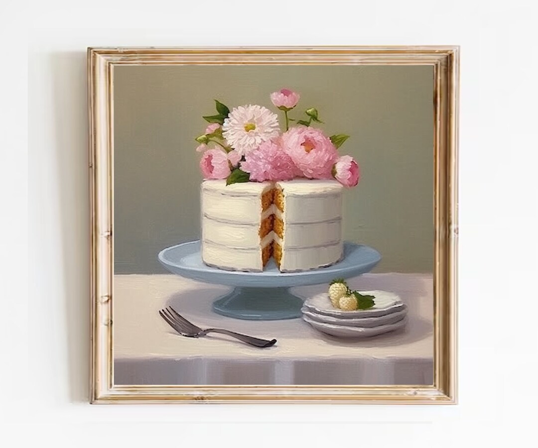 Art Print Cake, Kitchen Wall Art, Cute Apartment Decor, House Decor ...