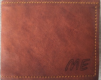 Heathbold handmade wallet. Engraved with your small or large monogram. Hand made premium full grain tobacco brown leather