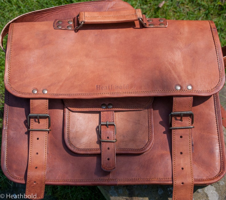 Satchel bag with closed flap front view