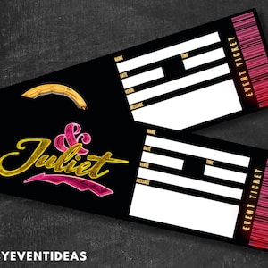 Printable & Juliet Ticket Editable Ticket Musical Fake Surprise Ticket and Juliet Musical Souvenir Broadway Instant Download DIY PDF Word