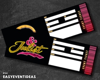 Printable & Juliet Ticket Editable Ticket Musical Fake Surprise Ticket and Juliet Musical Souvenir Broadway Instant Download DIY PDF Word