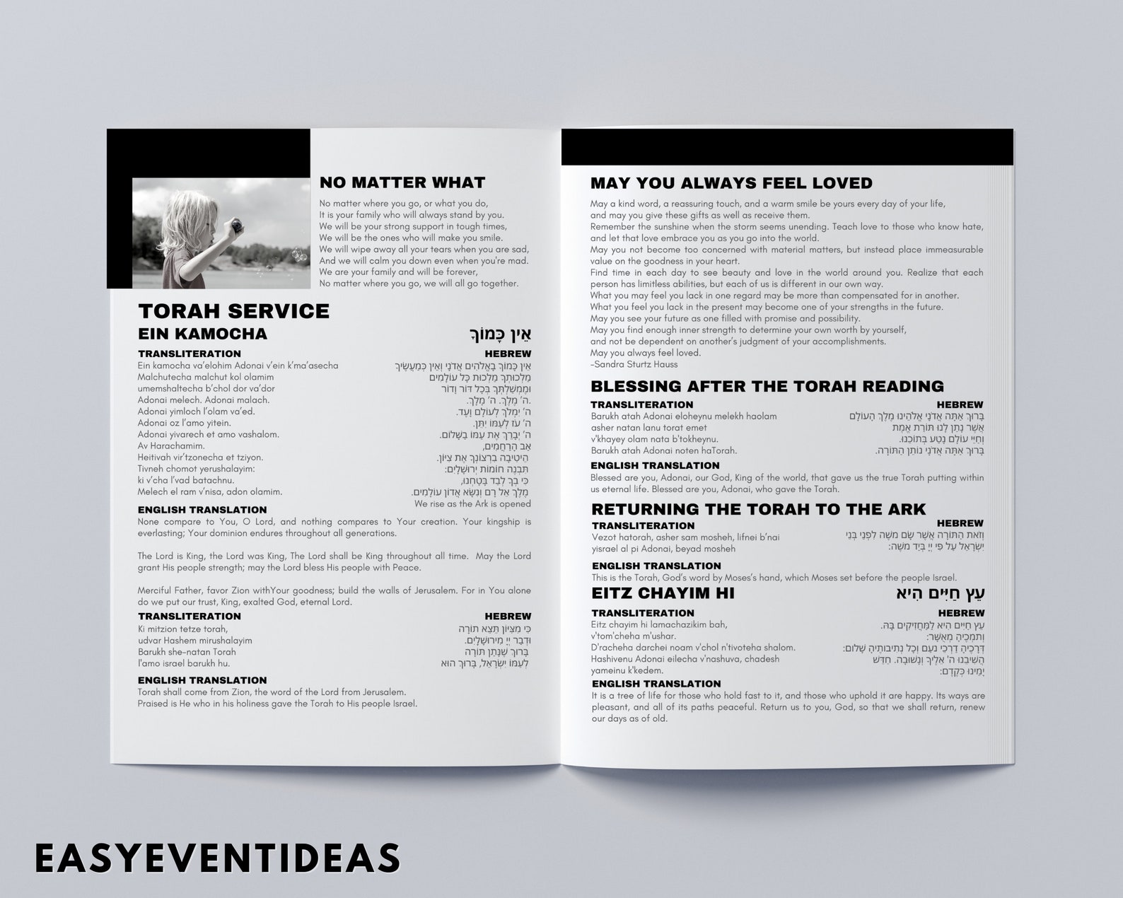 Custom Mitzvah Program Prayer Booklet, Custom Bat Mitzvah Program, Bar