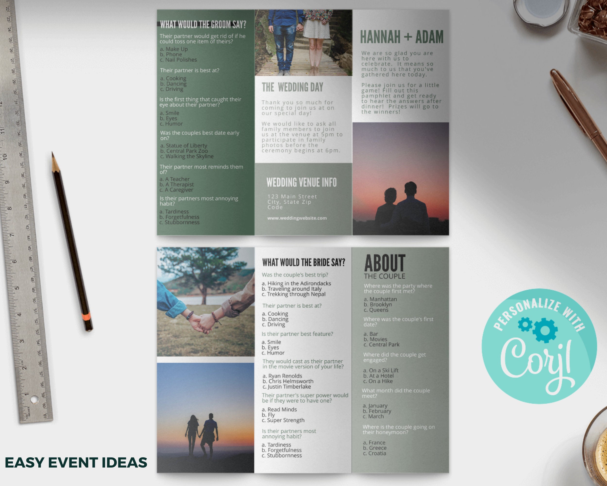 Rehearsal Dinner Game, Bridal Shower Game, Anniversary Game, Wedding ...