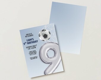 Soccer Birthday Invitation, Football Party Invite, Sports Theme, Canva Template (Digital Download)