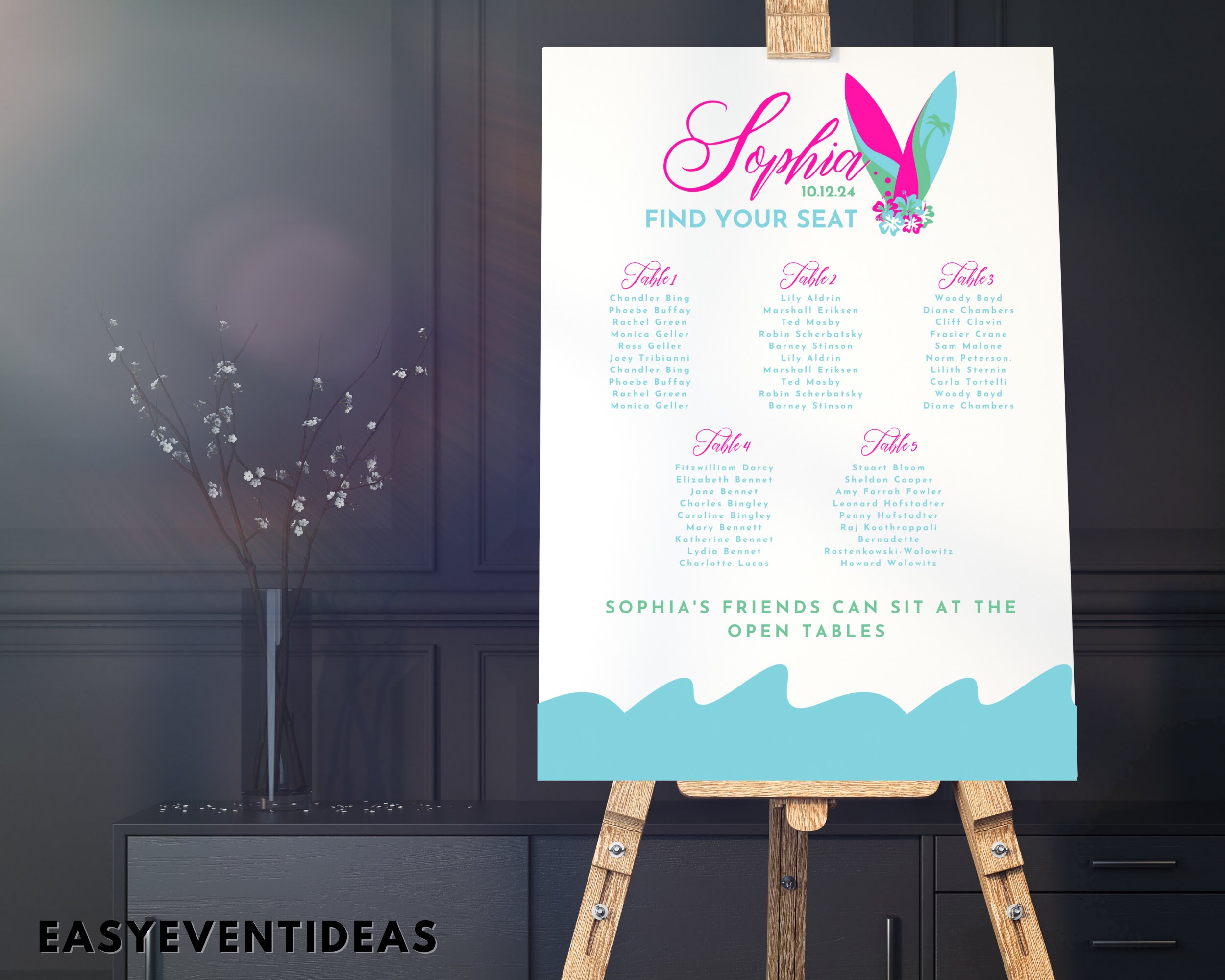 Custom Logo Mitzvah Seating Chart Mitzvah Seating Chart Bat Mitzvah