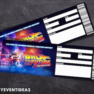 Druckbare Zurück in die Zukunft Ticket | Bearbeitbare Tickets | Musikalische Fake Überraschungskarte | Musikalische Souvenir Keep Sake | Sofort Download