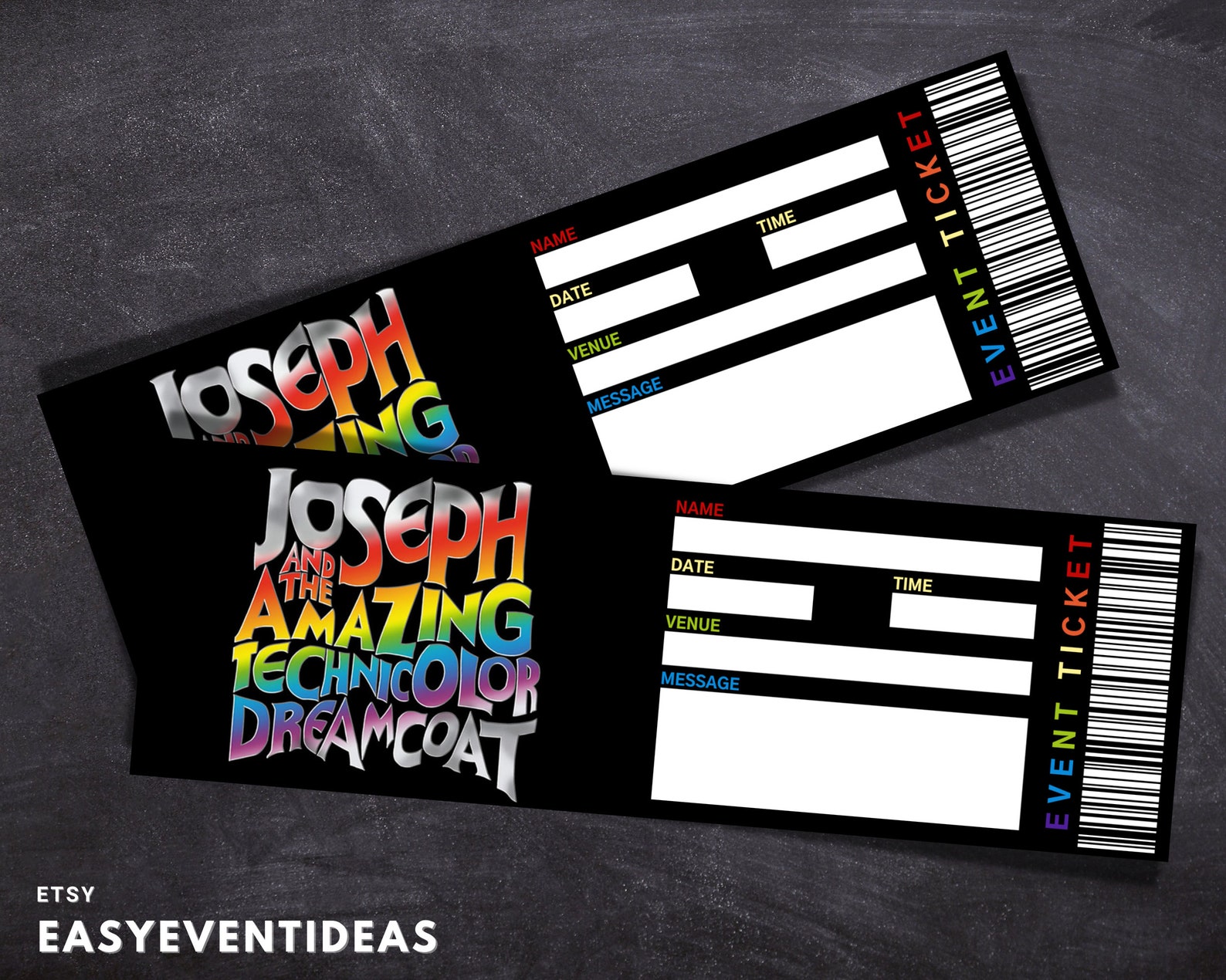 Printable Joseph and the Technicolor Dreamcoat Ticket | Editable ...