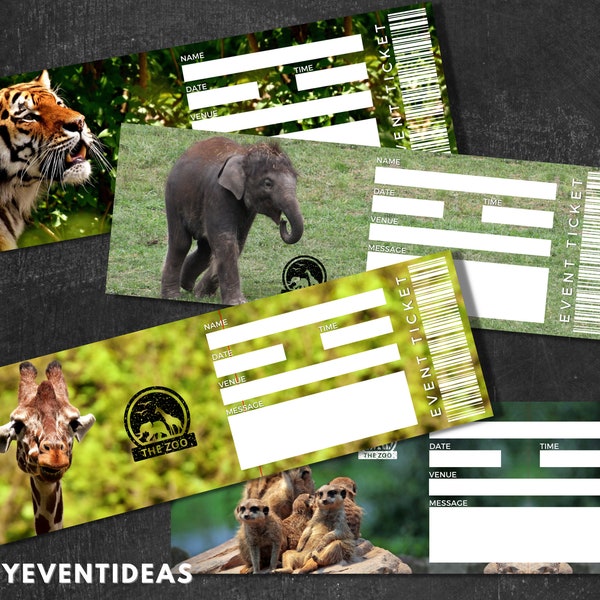 Printable Zoo Ticket, Editable Zoo Gift Tickets, Fake Zoo Surprise Ticket, Zoo Souvenir, Instant Download