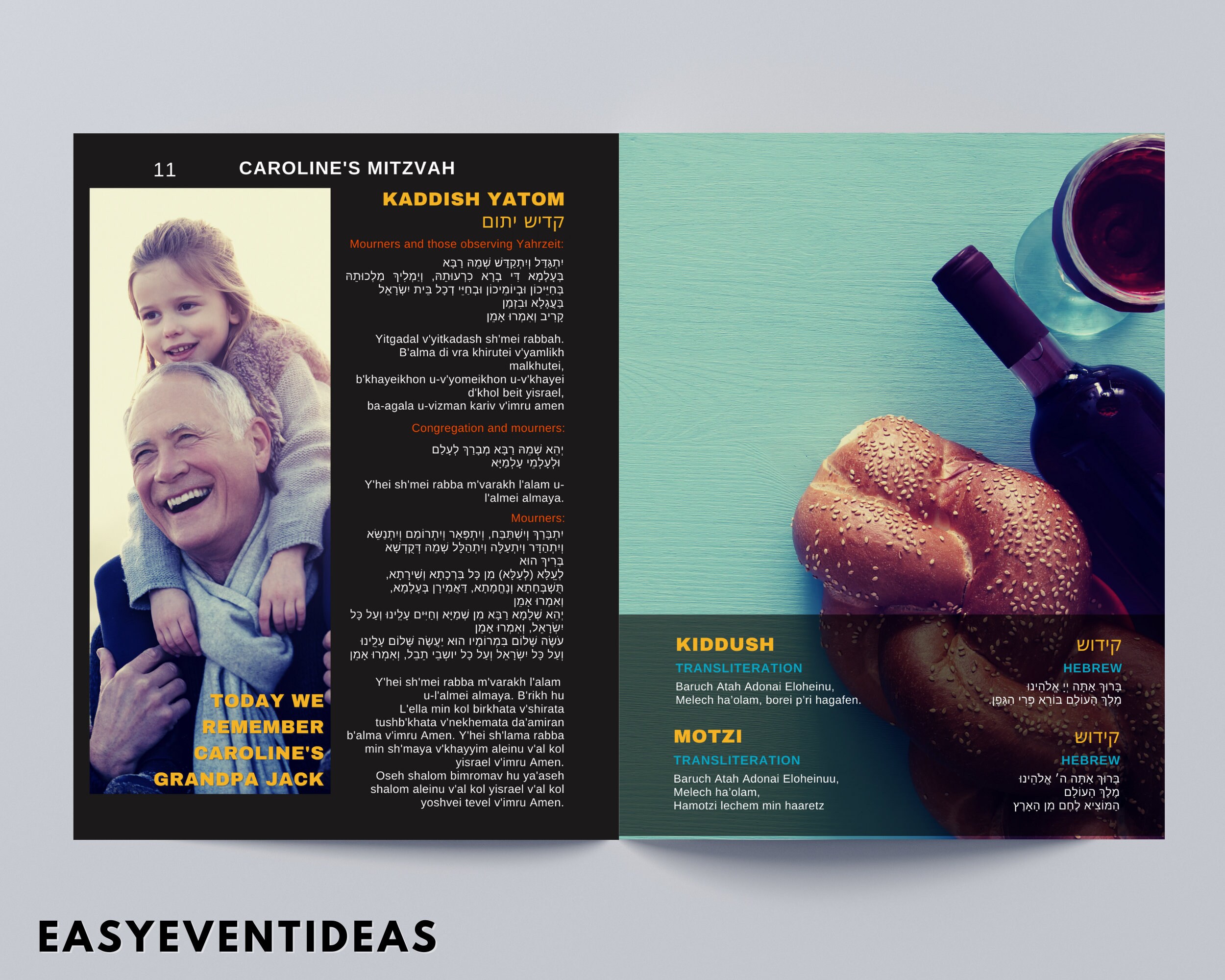 Magazine Style Mitzvah Program Prayer Booklet, Bat Mitzvah Program, Bar