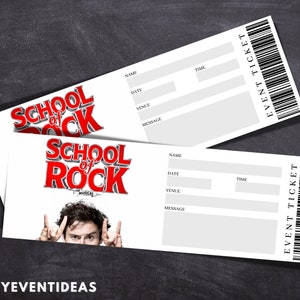 Printable School of Rock das Musical | Bearbeitbare School of Rock Tickets | Musikalische Fake Überraschungskarte | Souvenir Andenken | Sofort Download