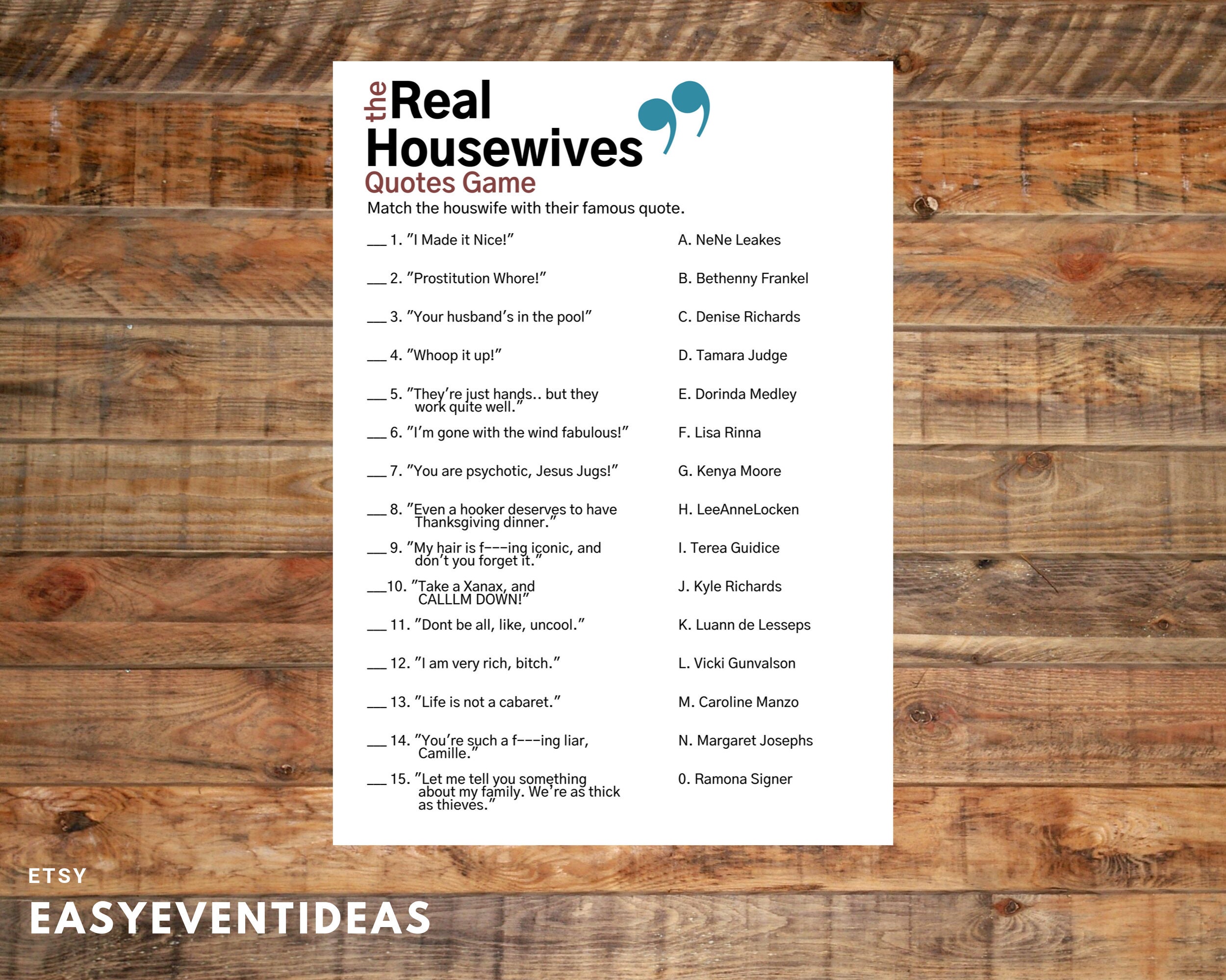 The Real Housewives Quotes Game Housewives Quotes Quiz picture