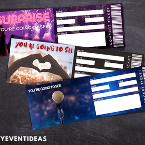 Druckbare Überraschungs-Konzertkarte | Bearbeitbare Tickets | Gefälschte Überraschung Konzertkarte | Souvenir Andenken | Sofort Download |
