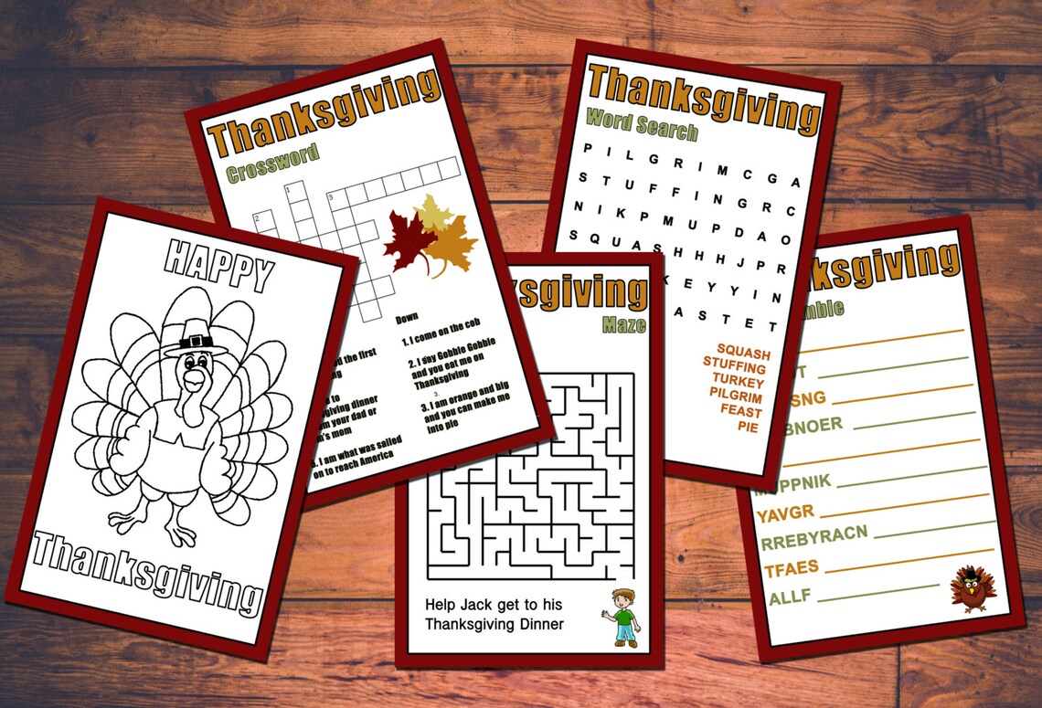 Kids Thanksgiving Printable Games Instant Download - Etsy