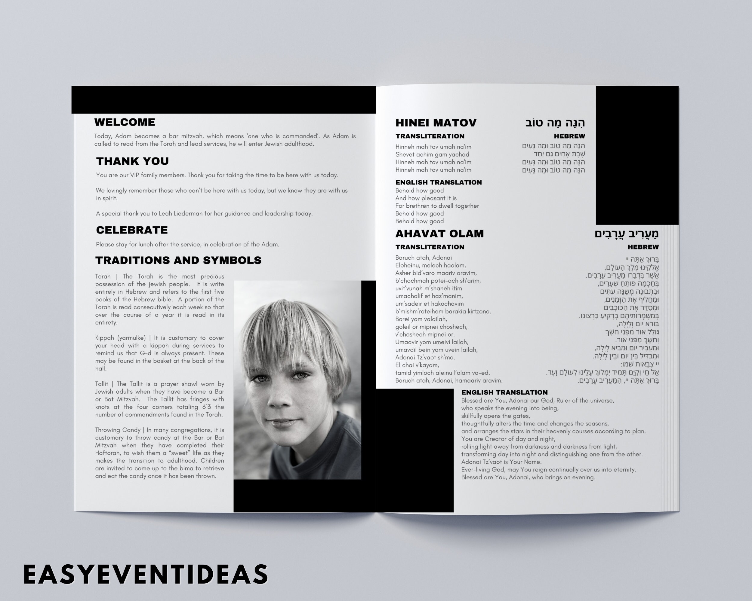 Custom Mitzvah Program Prayer Booklet, Custom Bat Mitzvah Program, Bar