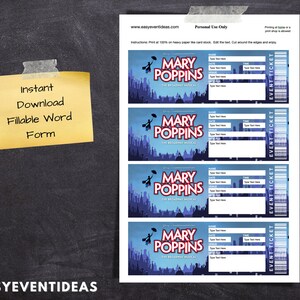 Printable Mary Poppins Ticket | Editable Tickets | Musical Fake ...